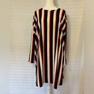 Zara Women's Navy Red Striped Dress Small Flowy Crewneck Long Sleeves Nautical